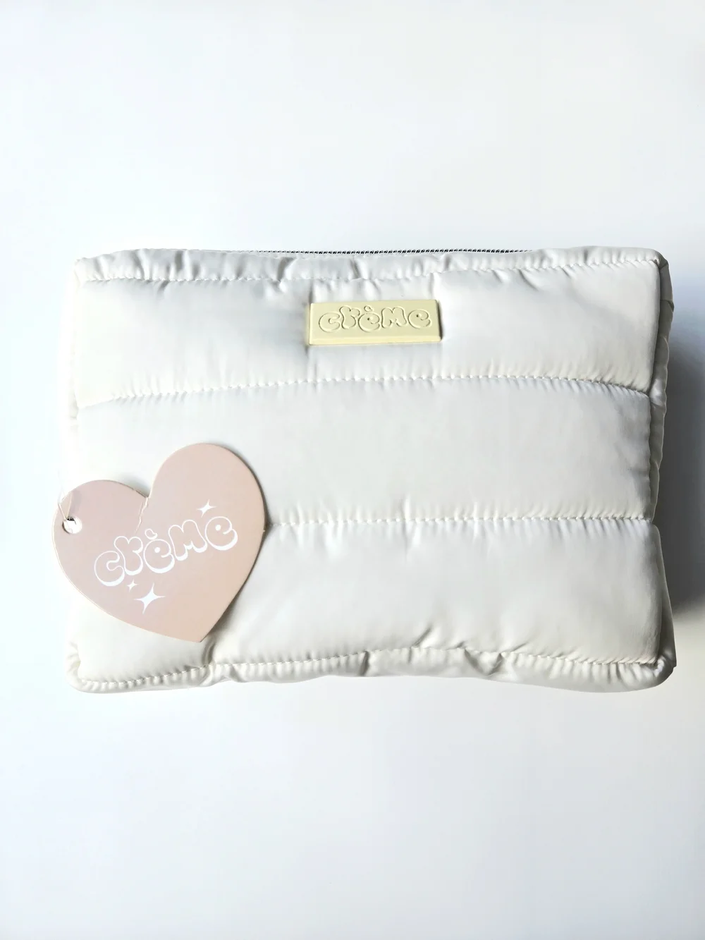 The Crème Shop White Puffy Travel Case Quilted Makeup Cosmetic Bag